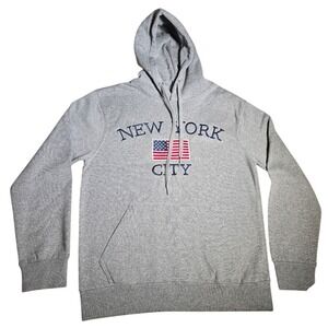 New York Popular Mens Gray NYC American Flag Hoodie Sweatshirt Small NWT